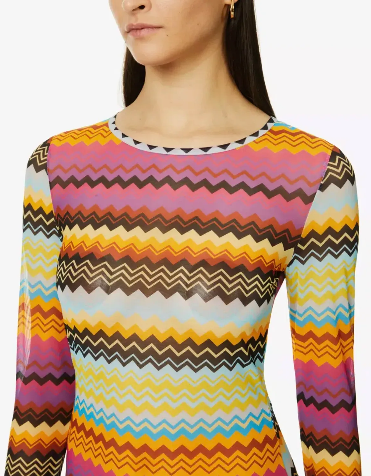 Missoni Zigzag Semi-Sheer Knitted Mini Dress Multi Size AU 6 - Image 3
