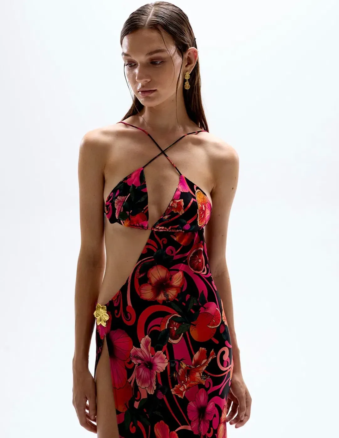 Cin Cin Villa Cut Out Maxi Dress Hibiscus Pink Size XS / AU 6 for rent on The Volte - main image