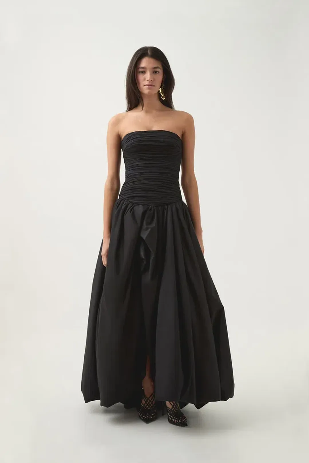 Aje Violette Bubble Hem Maxi Dress Black Size 12 for rent on The Volte - main image