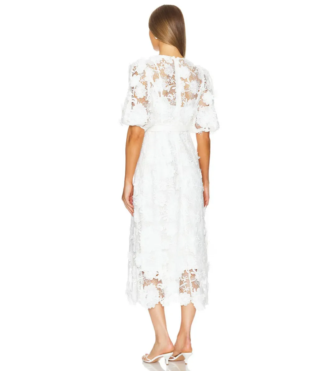 Zimmermann The Halliday Lace Flower Dress In Ivory Size 3/Au 14 for rent on The Volte - main image
