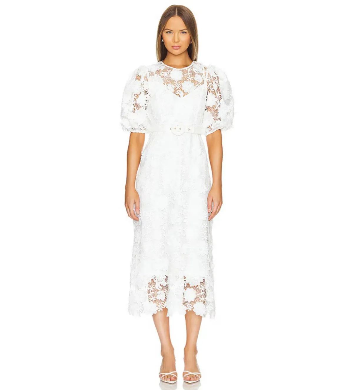 Zimmermann The Halliday Lace Flower Dress In Ivory Size 3/Au 14 - Image 1