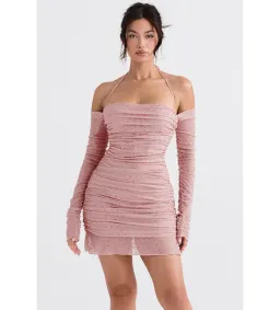 House Of CB Estella Crystallised Mini Dress In Soft Pink Size S/8 for rent on The Volte - image 2