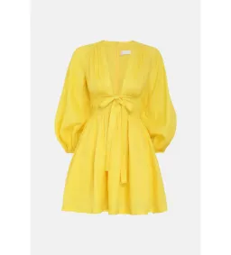 Zimmermann The Shelly Plunge Bow Mini Dress in Yellow Size 1/Au 10 for rent on The Volte - image 3