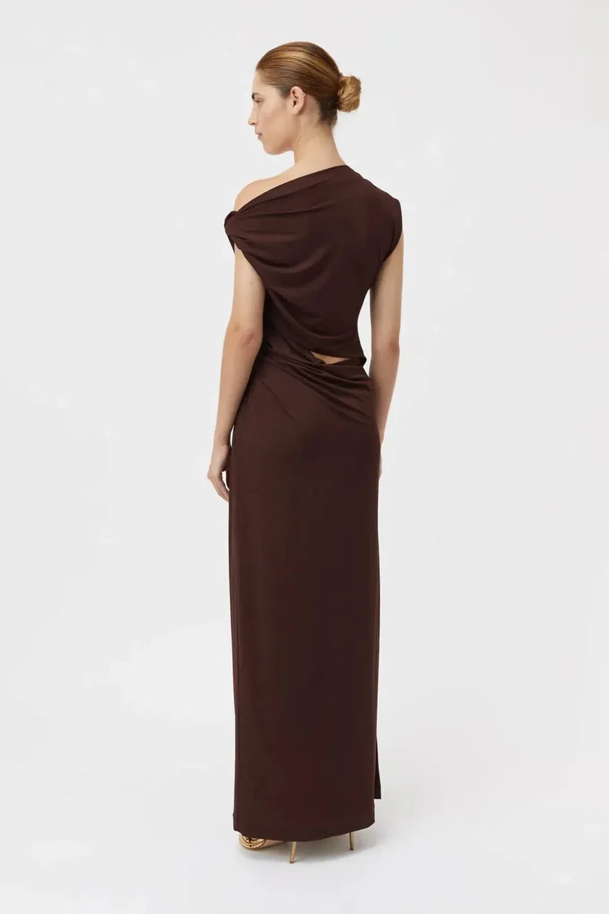 Camilla And Marc Annalise Draped Maxi Dress In Chocolate Brown Size 8 - Image 2