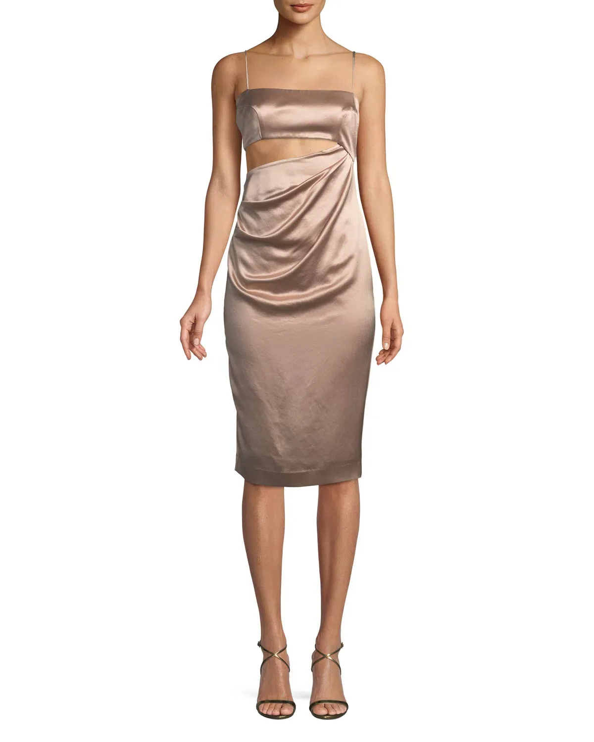 MISHA Selina Slip Dress Nude Champagne Size 6/XS - Image 1