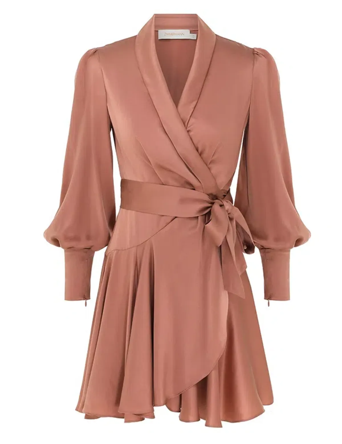 Zimmermann The Silk Wrap Mini Dress in Blush Size 0/Au 8 - Image 2