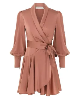 Zimmermann The Silk Wrap Mini Dress in Blush Size 0/Au 8 for rent on The Volte - image 2