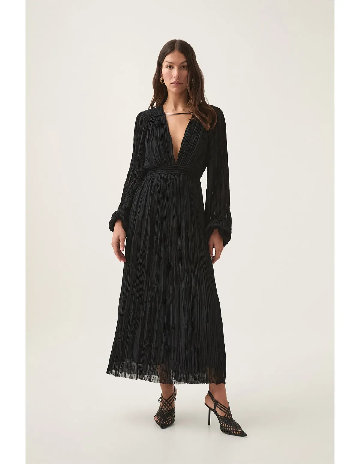 Aje Genevieve Pleated Midi Dress Black Size 12 - Image 1