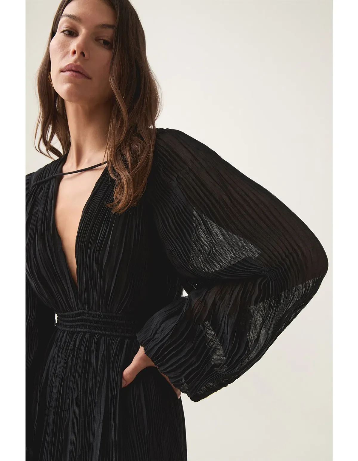 Aje Genevieve Pleated Midi Dress Black Size 12 - Image 2