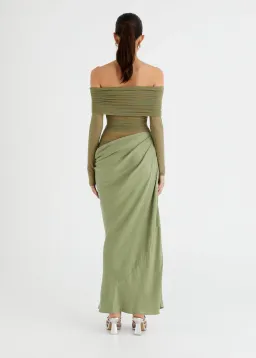 Benni Yasmin Off-Shoulder Maxi Dress Green Size 6 for rent on The Volte - image 3