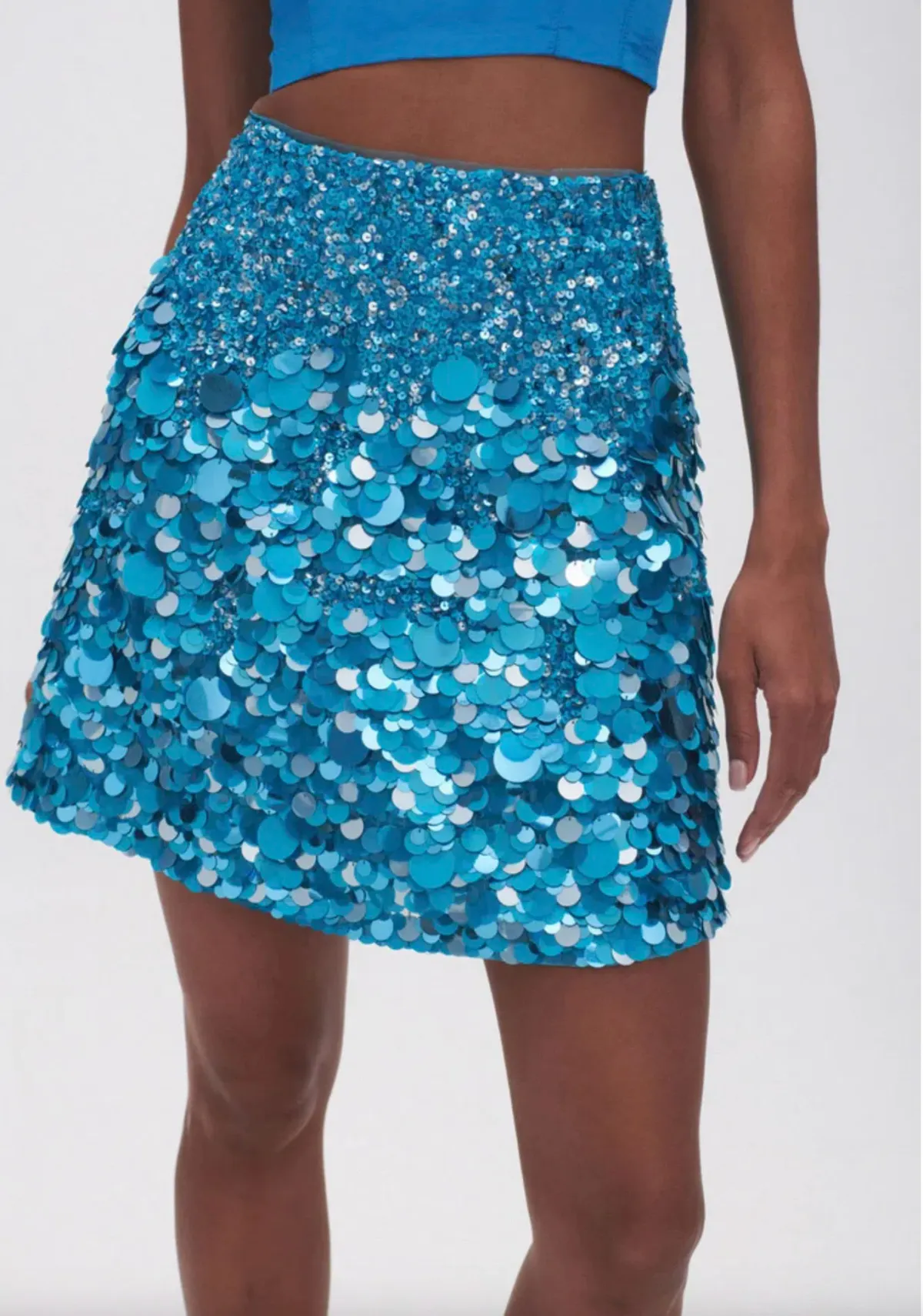 Aje Cherie Sequin Mini Skirt in Azure Blue Size 10 - Image 4