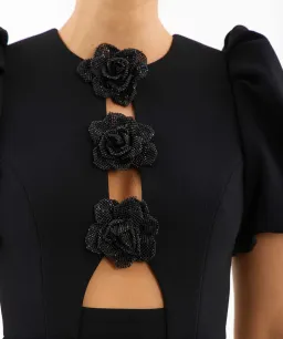 Rebecca Vallance Aubree Flower Mini Dress Black Size 12 for rent on The Volte - image 4