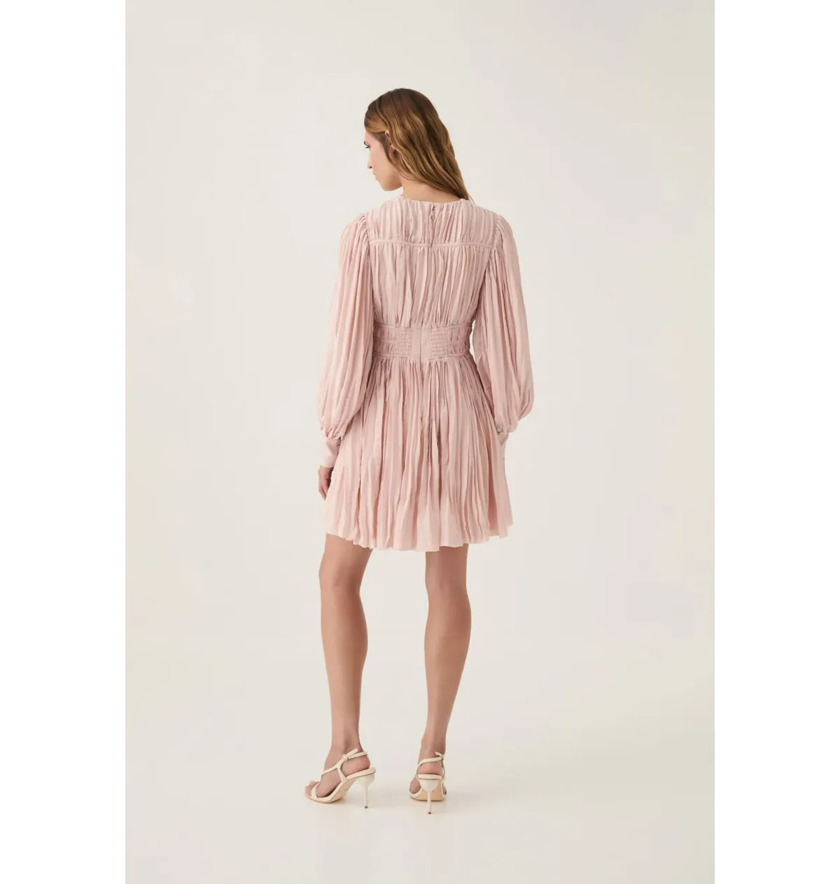 Aje Catalyst Pleated Mini Dress Blush Pink Size AU 10 - Image 3