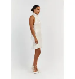Dissh Aisle Pearl Satin Backless Mini Dress White Size AU 10 for rent on The Volte - image 2