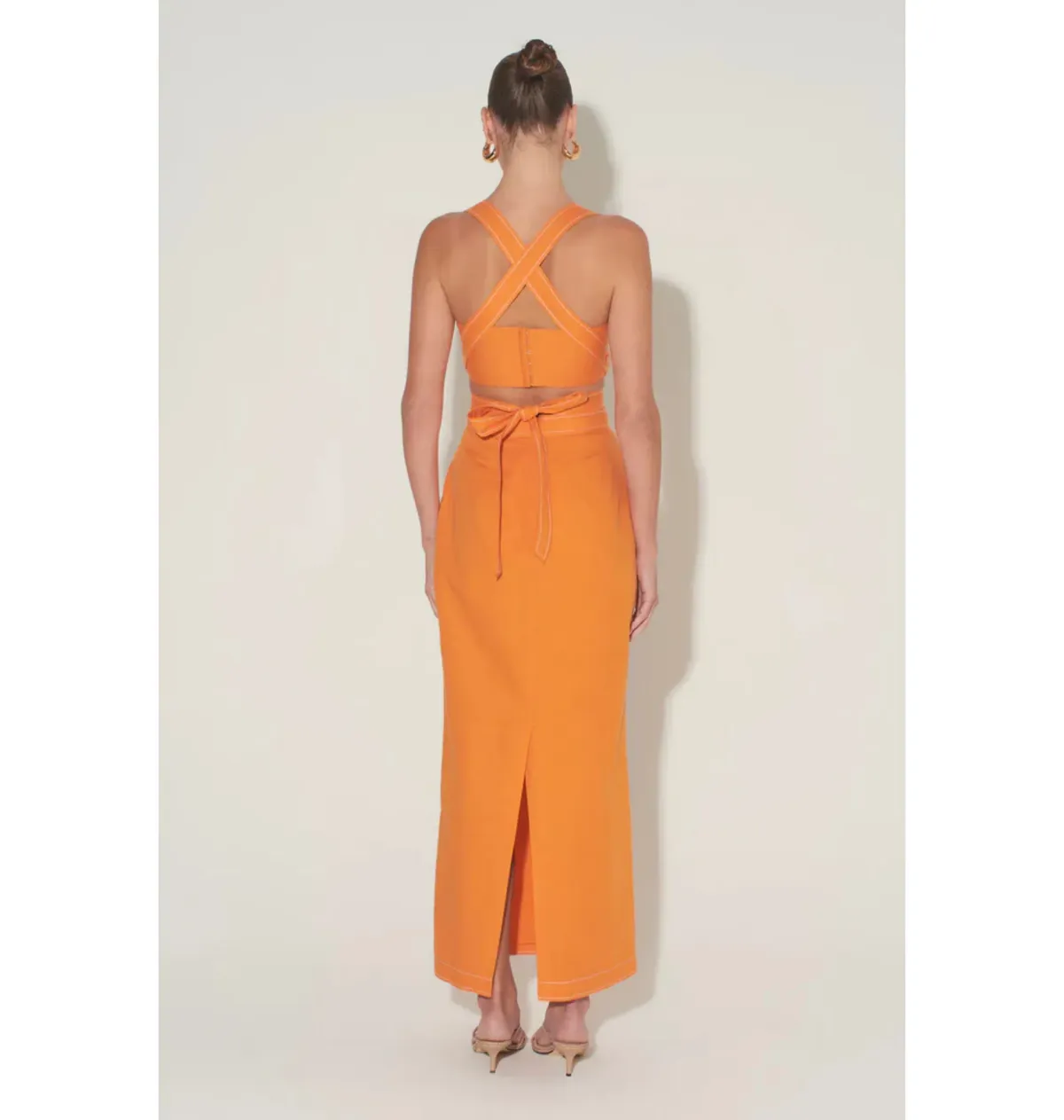 Hansen and Gretel Pepe Cutout Top and Marielle Maxi Skirt Tangerine Size AU 6 - Image 3