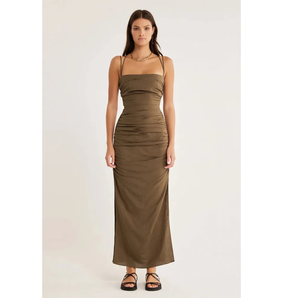 Rumer the Label Mecca Midi Dress in Mocha Size Small / AU 8 for rent on The Volte - main image