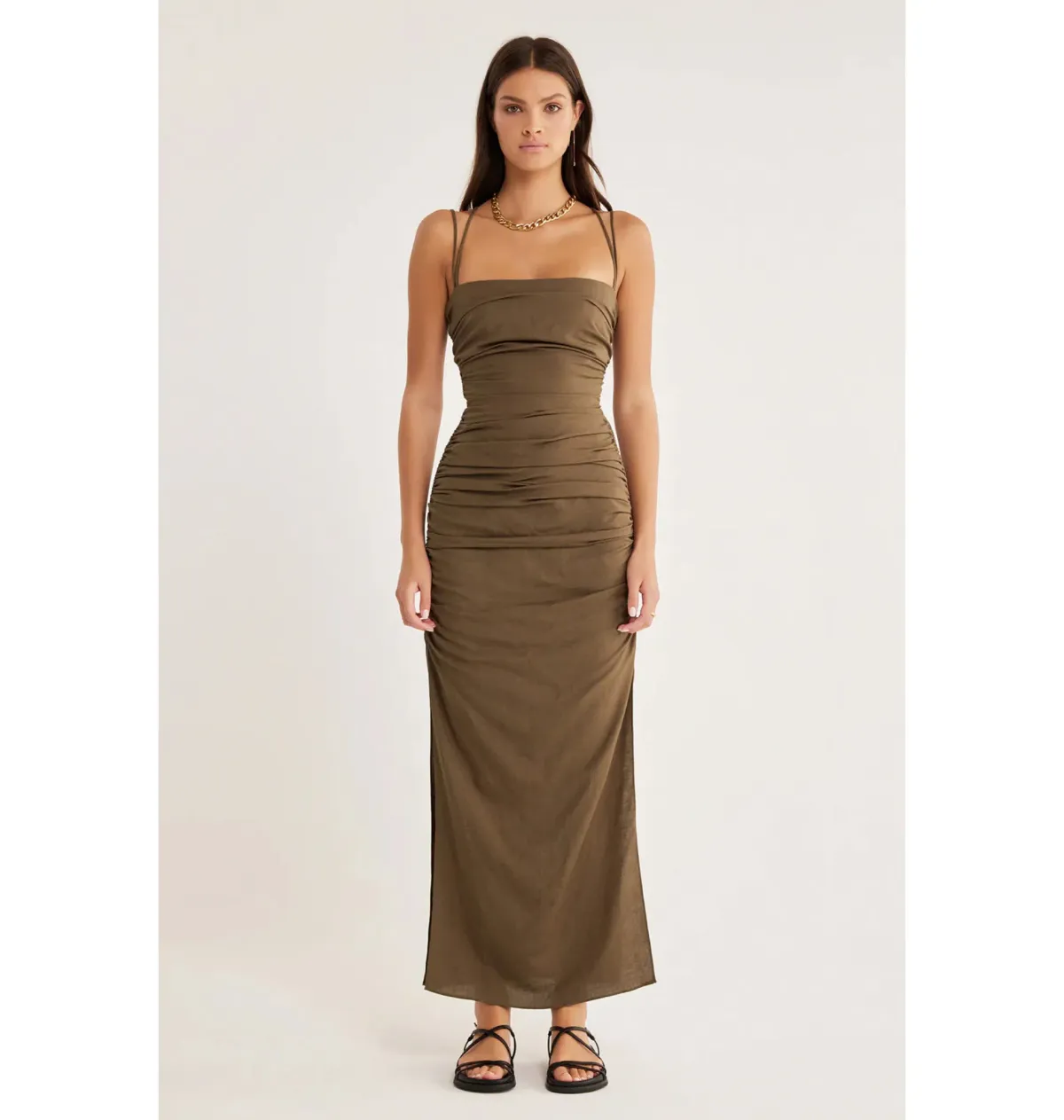 Rumer the Label Mecca Midi Dress in Mocha Size Small / AU 8 for rent on The Volte - main image