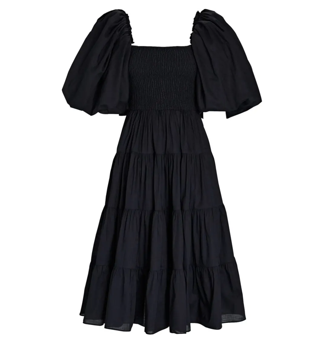 Aje Cherished Puff Sleeve Midi Dress Black Size AU 6 for rent on The Volte - main image