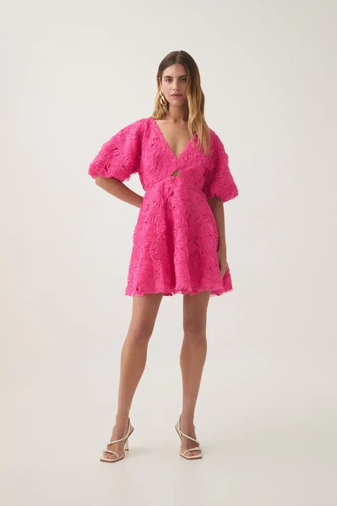 Aje Florential Mini Swing Dress Azalea Pink Size AU 8 for rent on The Volte - main image