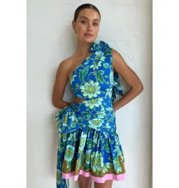 Alemais Winnie One Shoulder Mini Dress Blue/Floral Size AU 8 for rent on The Volte - image 2