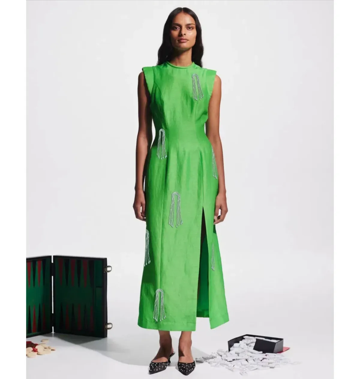 Alemais Dazzle Midi Dress in Green Size AU 8 for rent on The Volte - main image