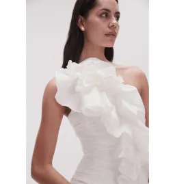 Aje Adelia Ruffle Mini Dress Ivory Size AU 10 for rent on The Volte - image 3
