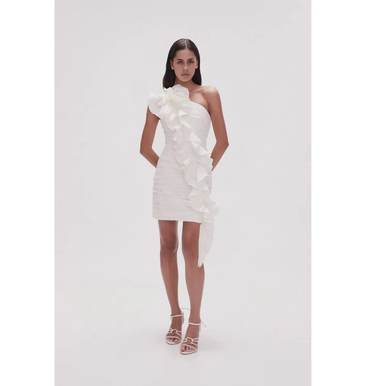 Aje Adelia Ruffle Mini Dress Ivory Size AU 10 - Image 1