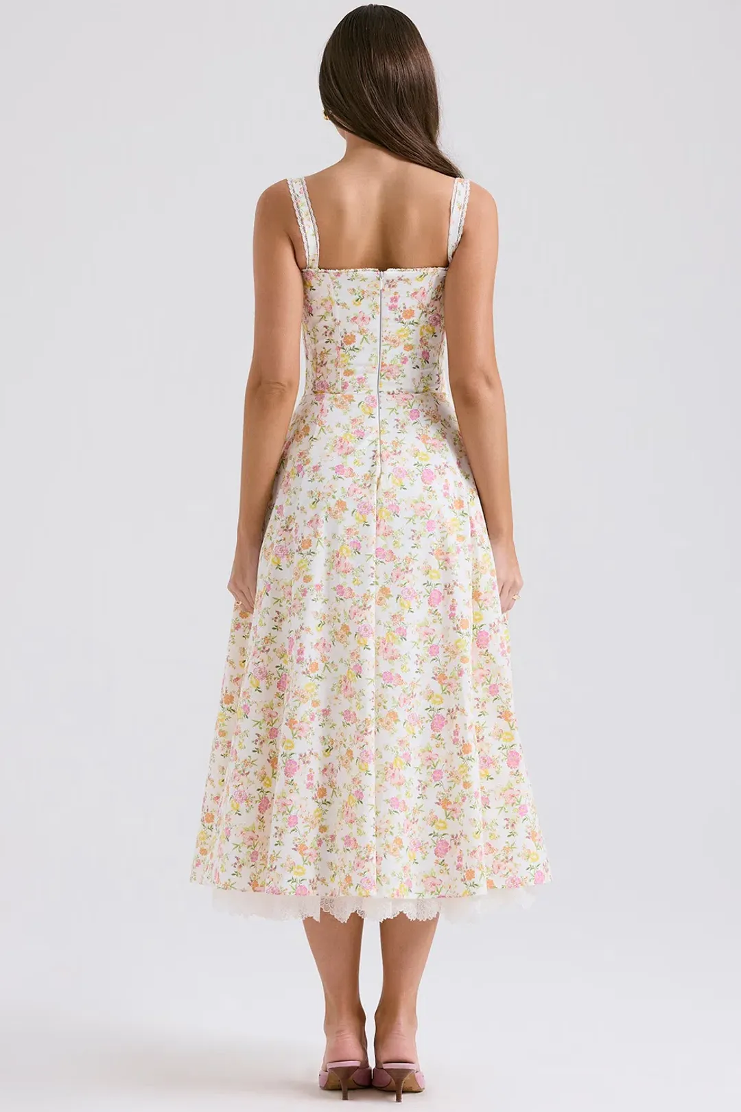 House Of CB Rosalee Dress Ivory Meadow Print Size 10 for rent on The Volte - main image