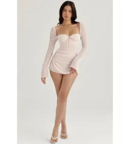 House of CB Baby Chiffon Cutout Halter Mini Dress Pink Quartz Size M for rent on The Volte - image 3
