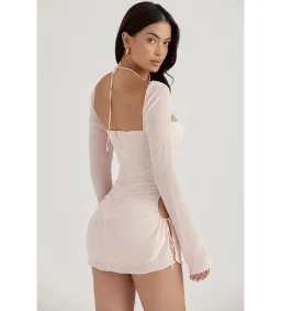 House of CB Baby Chiffon Cutout Halter Mini Dress Pink Quartz Size M for rent on The Volte - image 2
