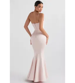 House Of CB Violette Satin Fishtail Gown Blush Size M for rent on The Volte - image 3