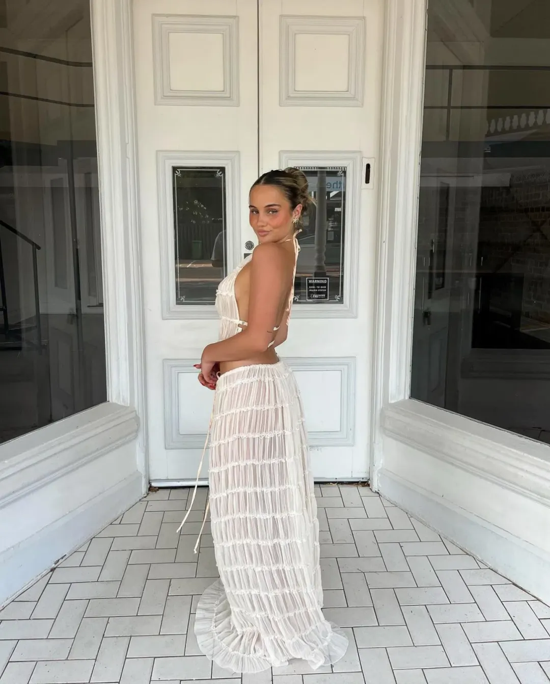 Arcina Ori Juliette Halter Set In Cream Size S / AU 8 for rent on The Volte - main image