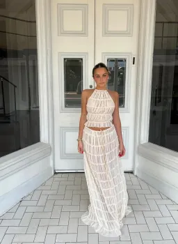 Arcina Ori Juliette Halter Set In Cream Size S / AU 8 for rent on The Volte - image 1