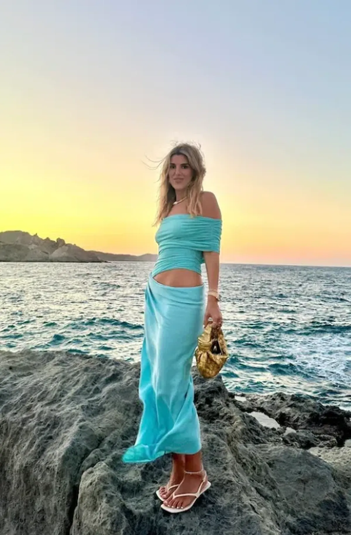 Benni Nico Off Shoulder Maxi Dress Aquamarine Size S / AU 8 - Image 3