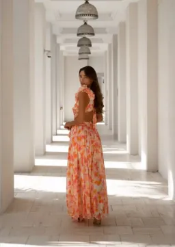 Anne Louise Boutique Floral Maxi Dress Orange Fuchsia Size XS / AU 6 for rent on The Volte - image 3