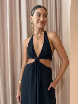 Camilla and Marc Prado Cut Out Evening Halter Maxi Dress in Black Size 6 for rent on The Volte - image 2