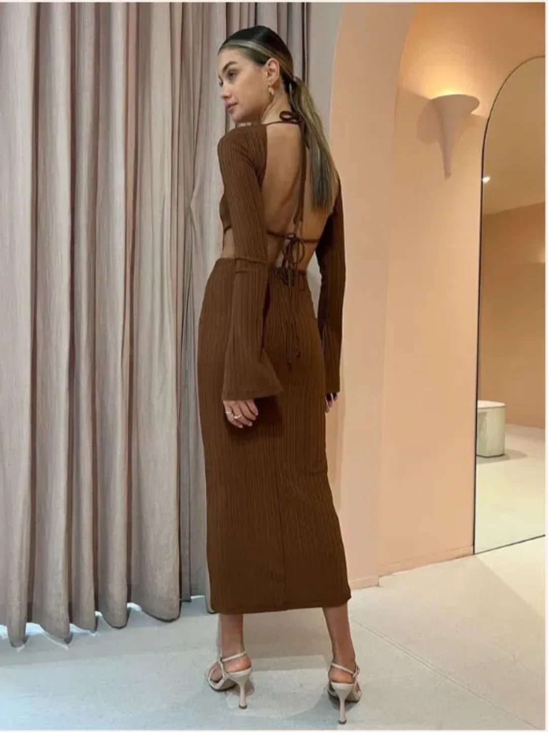 Rumer the Label Oasis LS Midi in Chocolate Size S / AU 8 for rent on The Volte - main image