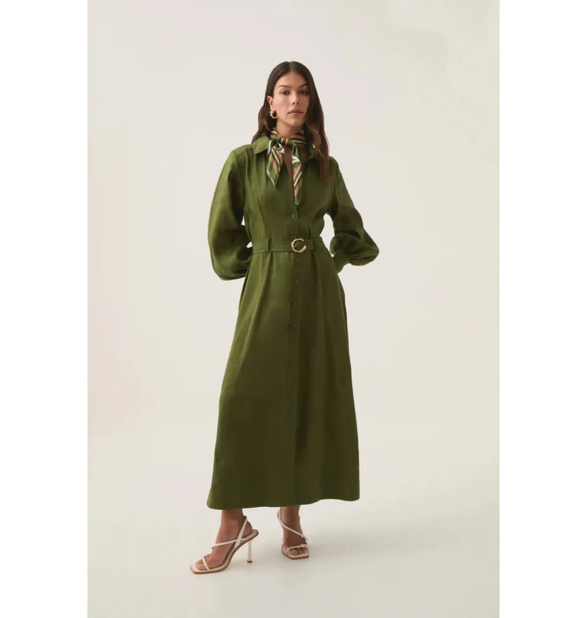 Aje Enchanter Scarf Midi Dress in Fern Green Size AU 12 for rent on The Volte - main image