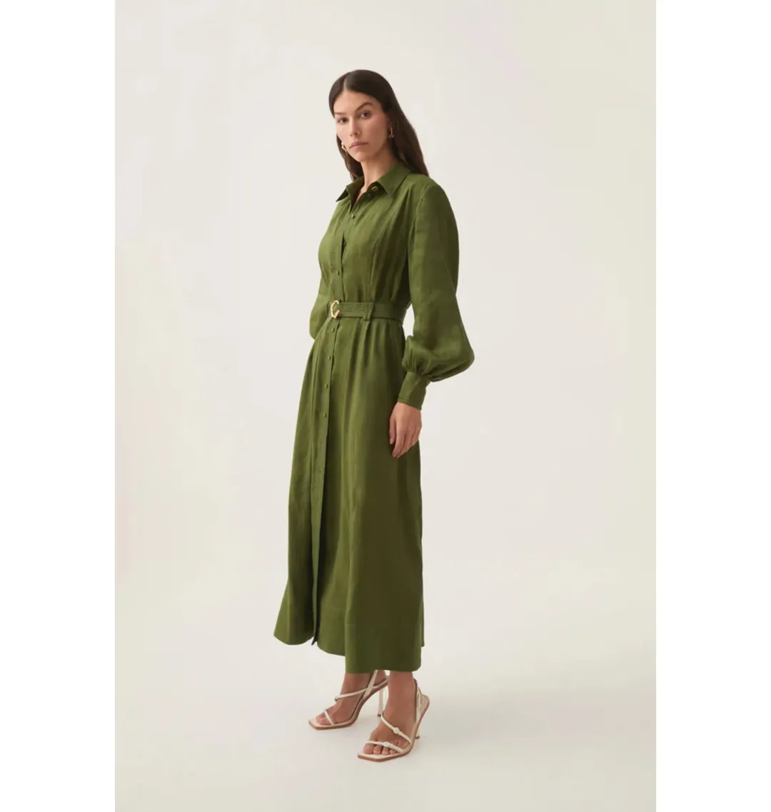 Aje Enchanter Scarf Midi Dress in Fern Green Size AU 12 for rent on The Volte - main image