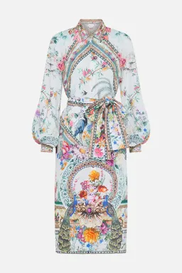 Camilla High Low Midi Linen Shirt Dress Plumes and Parterres Size AU 14 for rent on The Volte - image 7