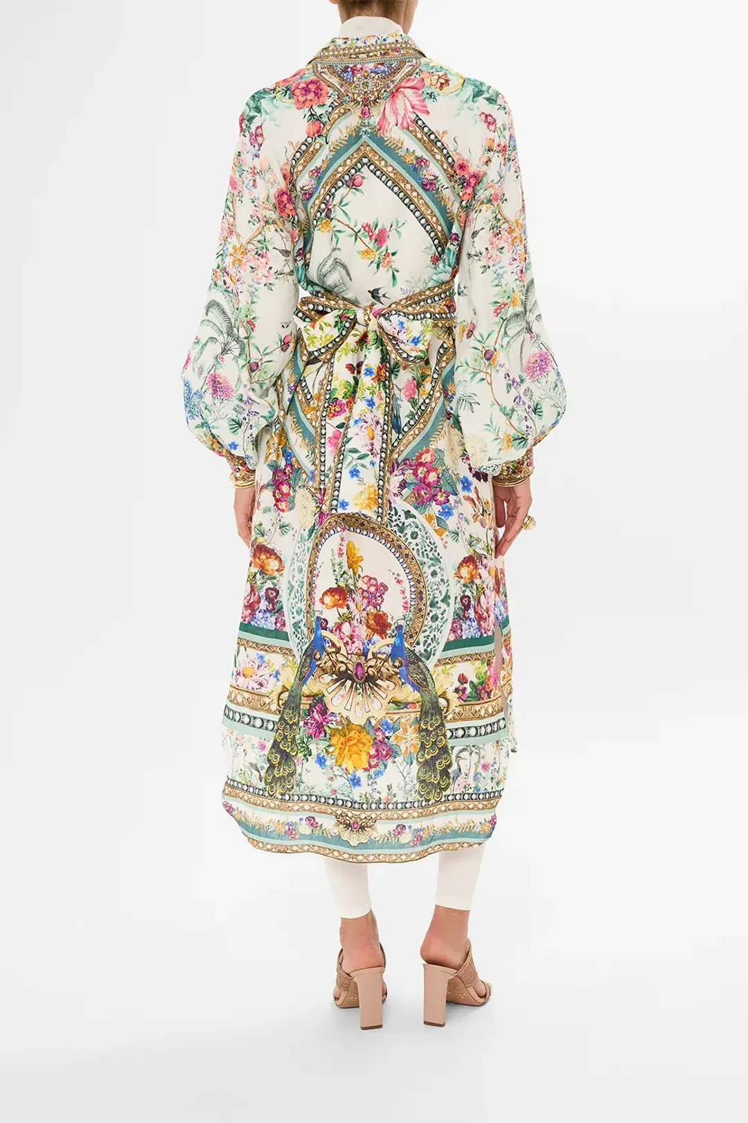 Camilla High Low Midi Linen Shirt Dress Plumes and Parterres Size AU 14 for rent on The Volte - main image