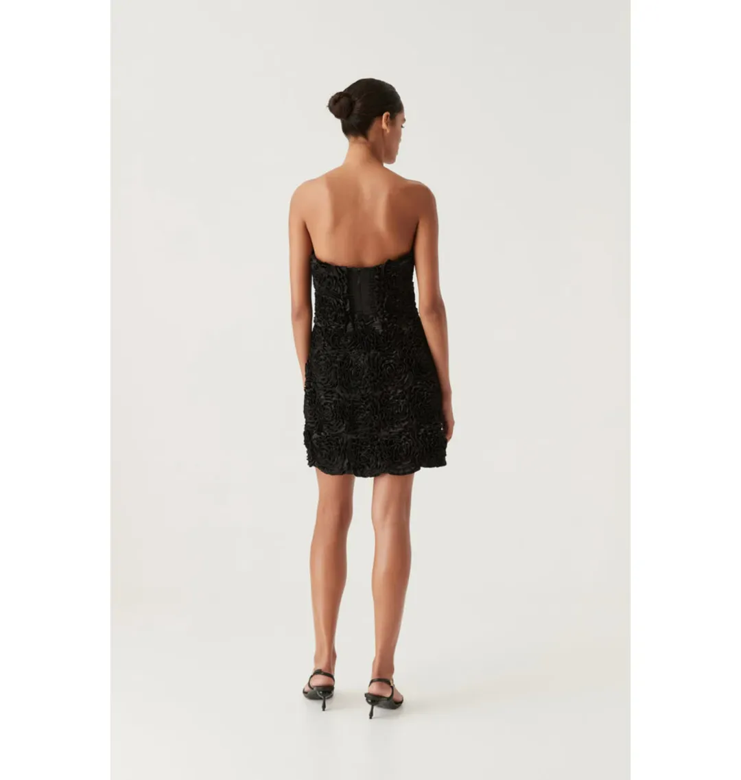 Aje Gazer Rosette Dress Black Size AU 8 for rent on The Volte - main image