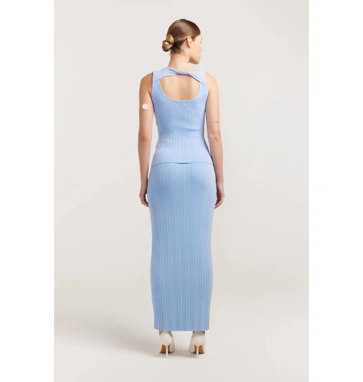 Henne Romee Rib Knit Top Size 6 and Knit Skirt Size 8 Cloud Blue - Image 4