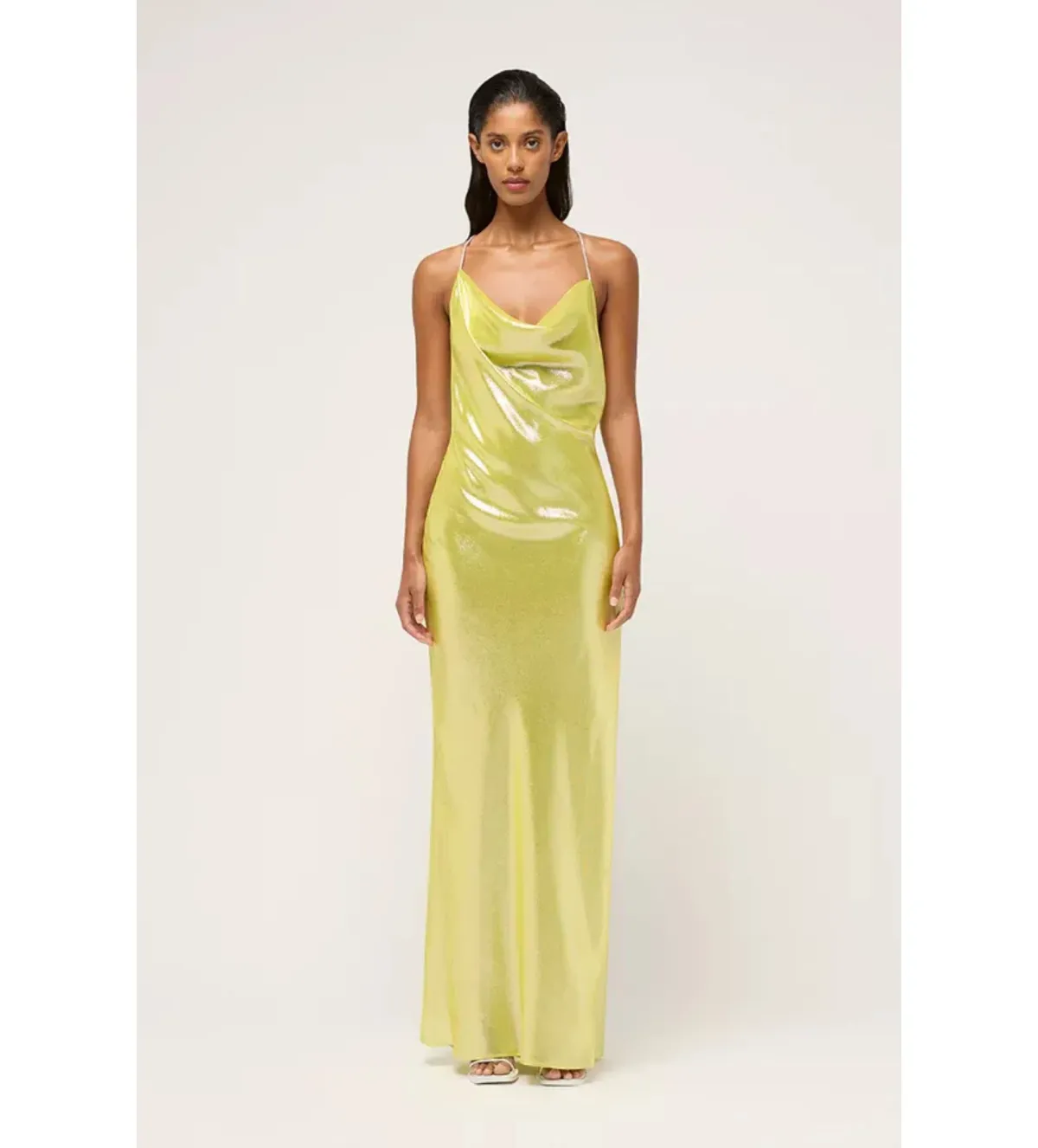 Michael Lo Sordo Nicole Drape Crystalline Dress Yellow Size 8 - Image 1