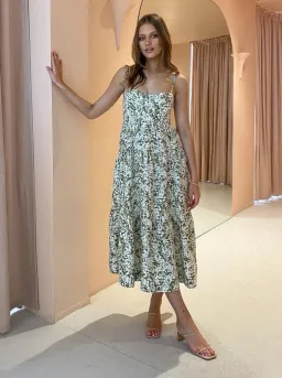 SHONA JOY SUZETTE TIERED MIDI LINEN DRESS for rent on The Volte - image 1