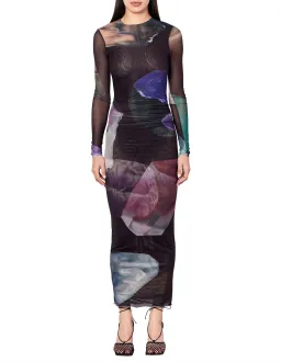 Romy Gemstone Long Sleeve Mesh Maxi Dress Black Multi Size AU 12 for rent on The Volte - image 1