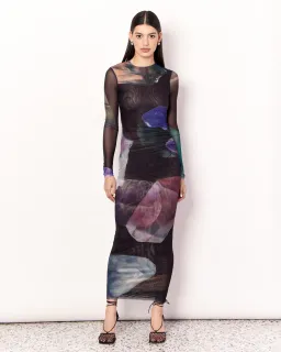 Romy Gemstone Long Sleeve Mesh Maxi Dress Black Multi Size AU 12 for rent on The Volte - image 5