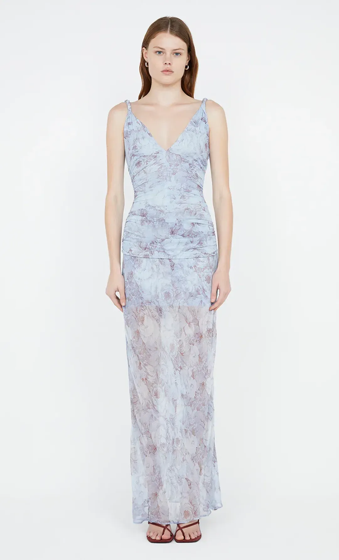 Bec & Bridge Danica V Neck Maxi Dress Chambray Rose Blue Size 10 for rent on The Volte - main image