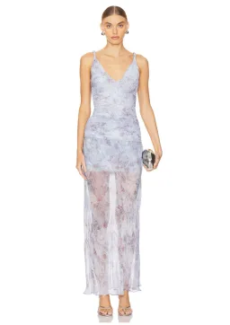 Bec & Bridge Danica V Neck Maxi Dress Chambray Rose Blue Size 10 for rent on The Volte - image 1