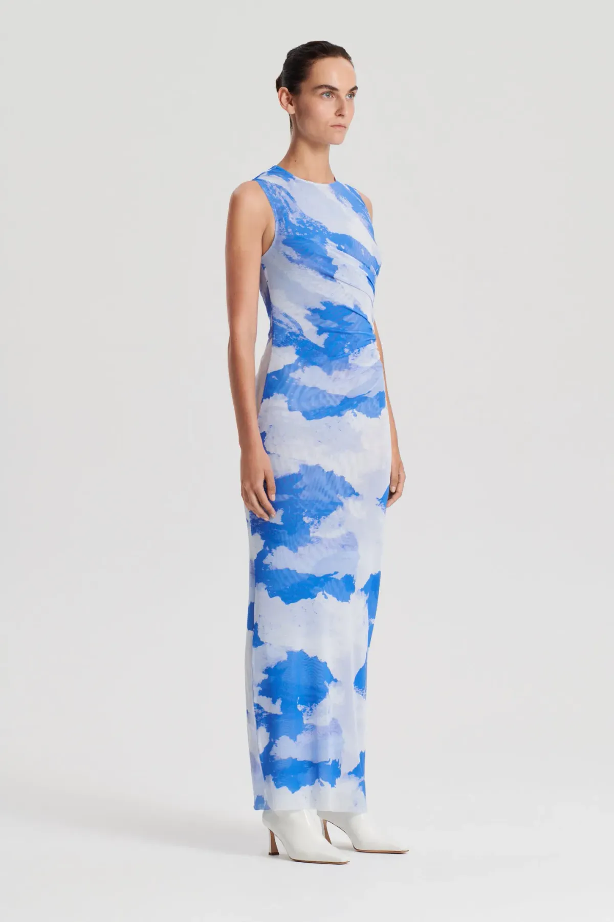 Scanlan Theodore Italian Cloud Print Dress Blue Size 12 - Image 2
